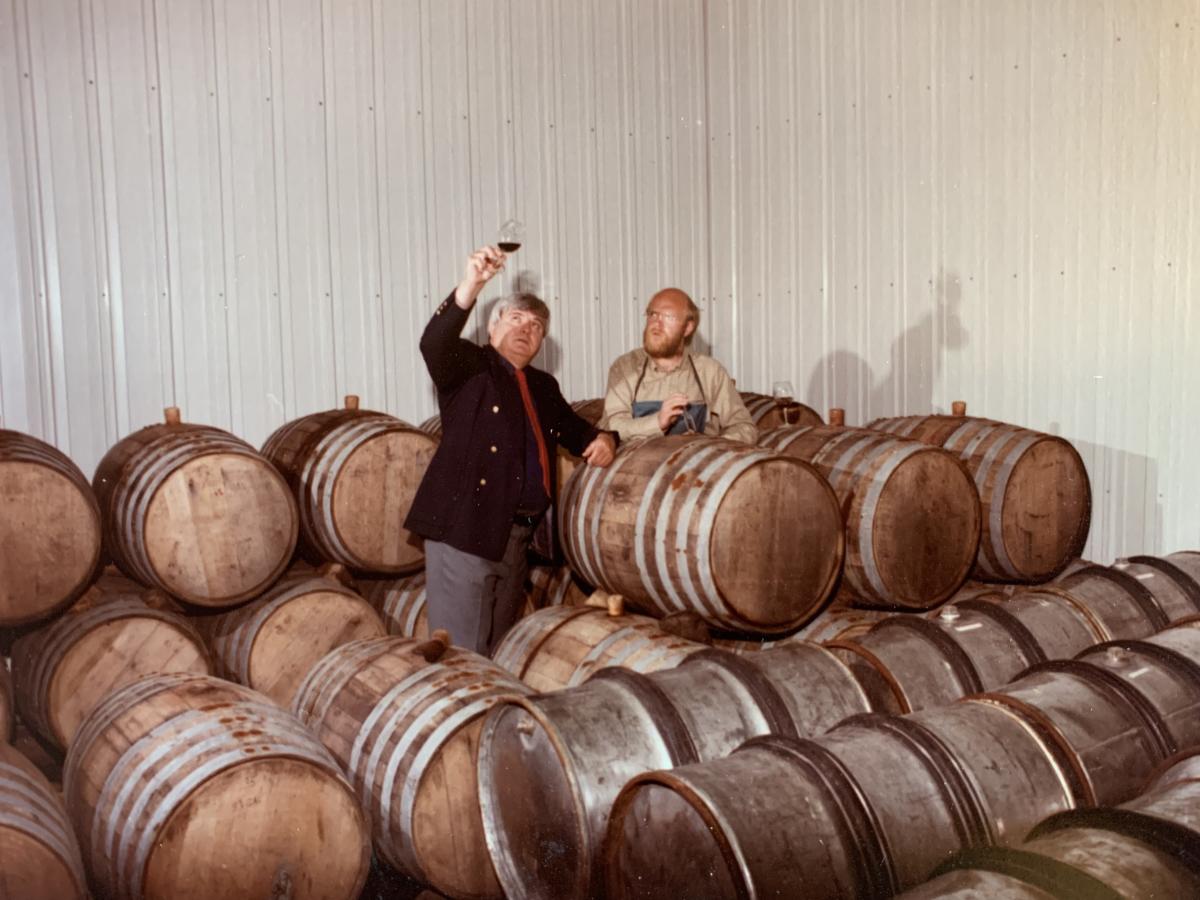 Eddie O’Keefe (R) inspects an early vintage