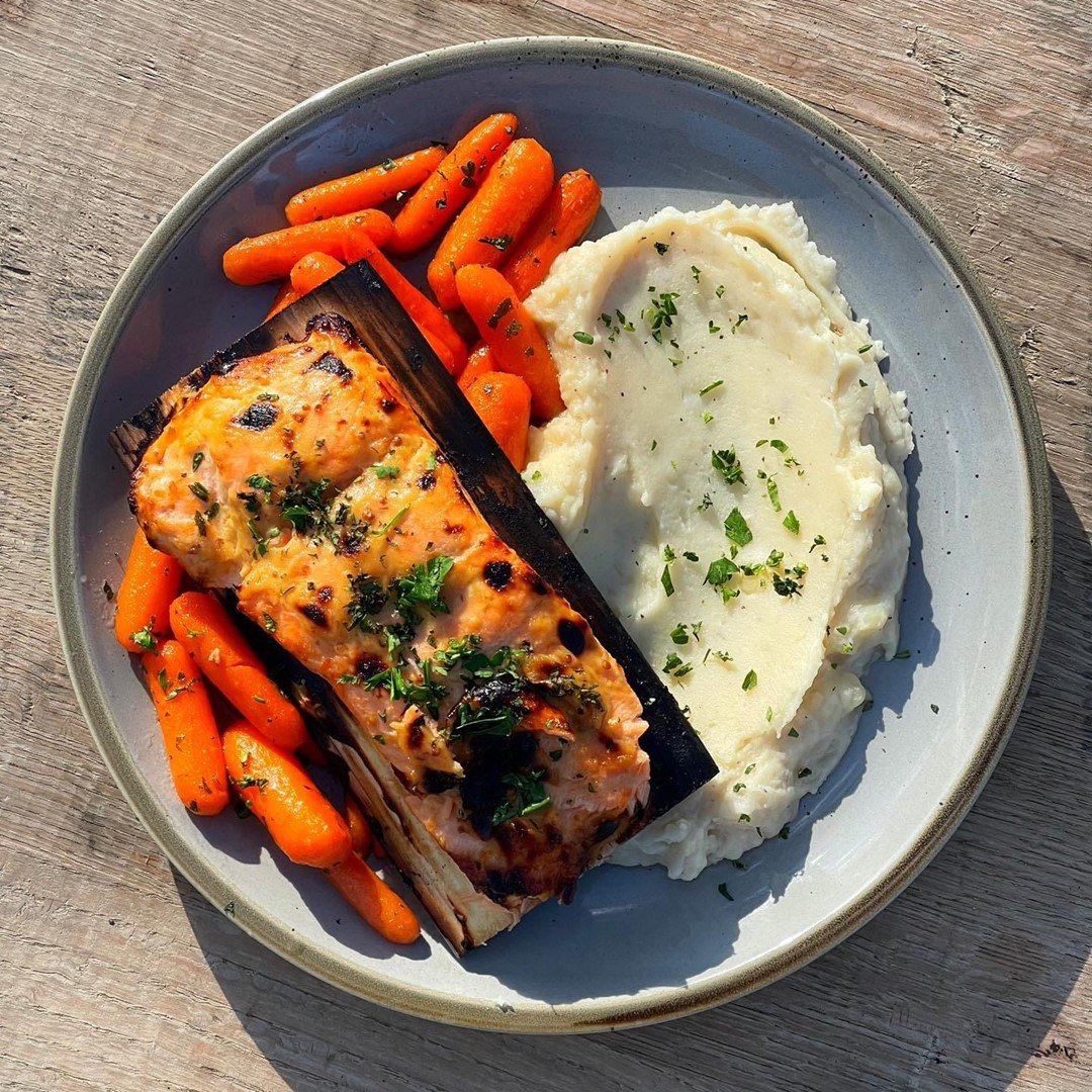 A plate of Maple Dijon Salmon from The Towne Tavern & Tap, North Attleboro.